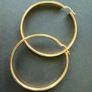 Italian Elegant Gold Over Silver Hoop Earrings